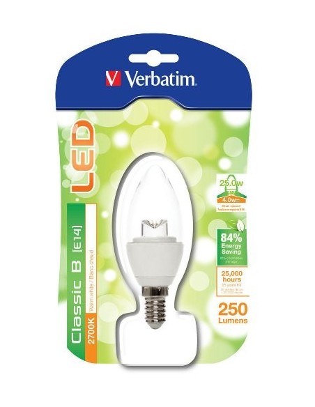 Verbatim LED Classic B - Lámpara LED (Blanco cálido, Transparente, Color blanco, 50 - 60 Hz, 3.6 cm, 10 cm, 40g): Kiwiku.com: Ho