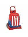 Safta Mochila Escolar Con Ruedas Evolution Real Sporting de Gijón Blanco Rojo