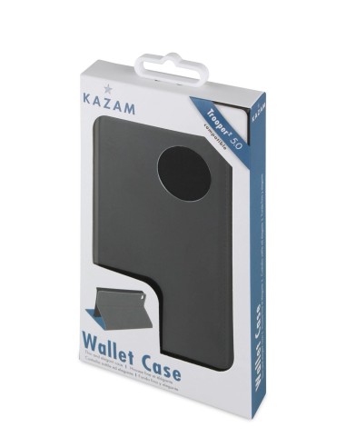 Kiwiku.com: Kazam KASNS0002 - Funda wallet folio con función de soporte y tarjetero, negro + protector de pantalla para Kazam T