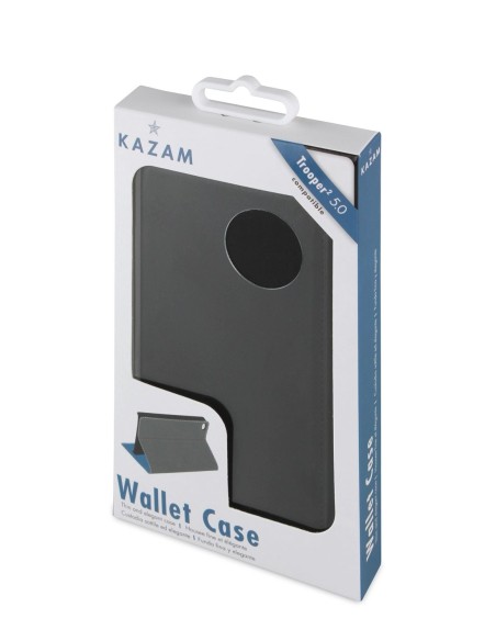 Kiwiku.com: Kazam KASNS0002 - Funda wallet folio con función de soporte y tarjetero, negro + protector de pantalla para Kazam T