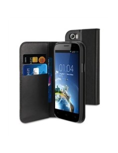 Kazam KASNS0001 - Funda wallet folio con función de soporte y tarjetero, negro + protector de pantalla para Kazam Thunder Q 4.5