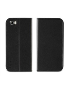 Kazam KASNS0001 - Funda wallet folio con función de soporte y tarjetero, negro + protector de pantalla para Kazam Thunder Q 4.5 2