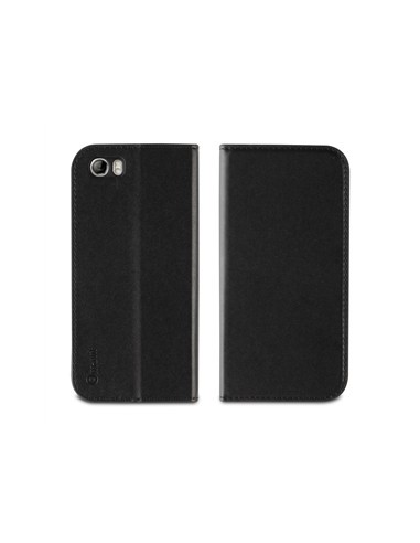Kazam KASNS0001 - Funda wallet folio con función de soporte y tarjetero, negro + protector de pantalla para Kazam Thunder Q 4.5