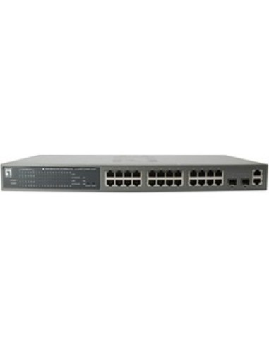 Levelone gsw-2693 - switch de red (24 puertos, 10/100 mbps poe + 2 x gigabit sfp), negro