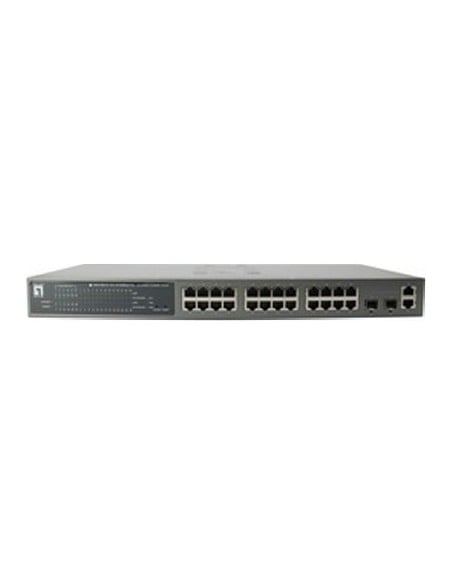 Levelone gsw-2693 - switch de red (24 puertos, 10/100 mbps poe + 2 x gigabit sfp), negro