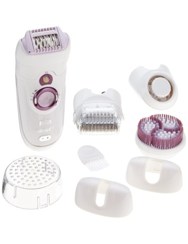 Braun 7951 Skin Spa - Depiladora de 40 pinzas, sistema Hairlift, cabezal pivotante, luz SmartLight, sistema masaje activo, con