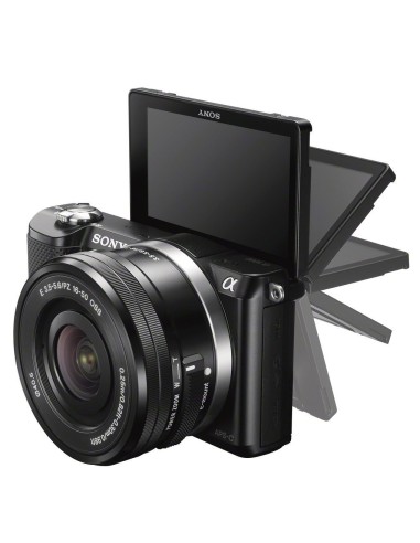 Sony A5000 - Cámara EVIL de 20.1 Mp (pantalla articulada 3, estabilizador, vídeo Full HD, WiFi), color negro: Sony: Kiwiku.com: