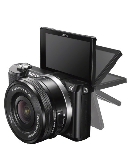 Sony A5000 - Cámara EVIL de 20.1 Mp (pantalla articulada 3, estabilizador, vídeo Full HD, WiFi), color negro: Sony: Kiwiku.com: