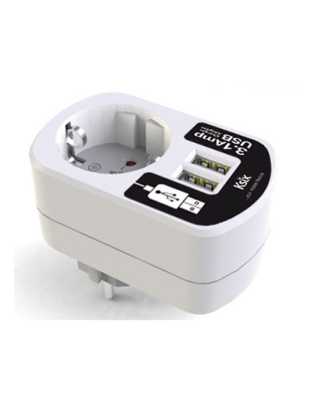 Ksix BXCDAU01 - Adaptador directo USB dual 3A (con enchufe de red): Kiwiku.com: Electrónica