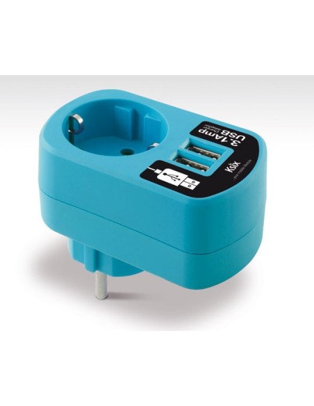 Ksix BXCDAU01AZ - Adaptador directo USB dual 3A con enchufe de red, Azul: Kiwiku.com: Electrónica