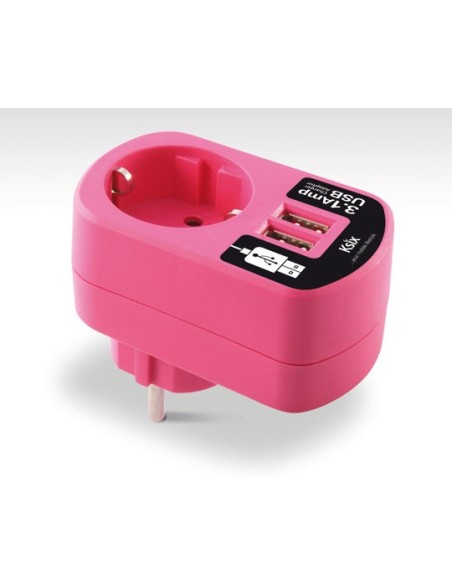 Ksix BXCDAU01R - Adaptador directo USB dual 3A con enchufe de red, Rosa: Kiwiku.com: Electrónica