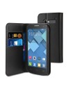 Funda wallet folio negra función soporte y tarjetero alcatel pop c5 muvit