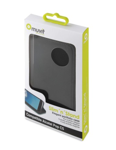 Muvit MUSNS0088 - Funda wallet folio con función de soporte y tarjetero para Alcatel Pop C5, negro - Electrónica - Kiwiku.com