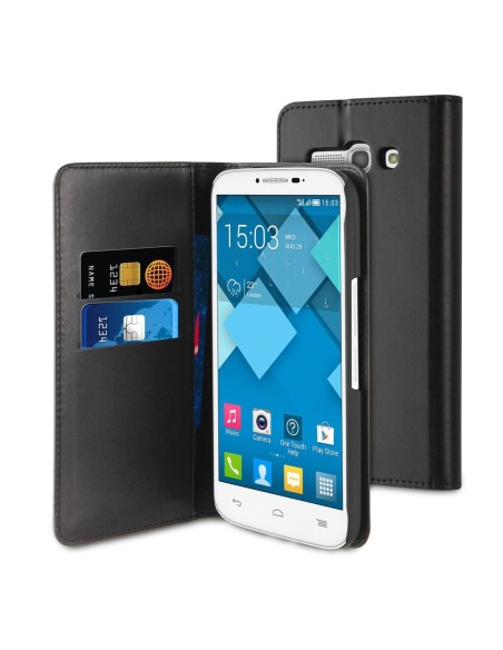 Muvit MUSNS0090 - Funda wallet folio con función de soporte y tarjetero para Alcatel Pop C9, negro - Electrónica - Kiwiku.com