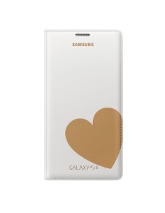 Samsung Moschino - Cubierta billetera flip para Samsung Galaxy S5, blanco/or corazón - Electrónica - Kiwiku.com
