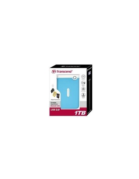 Transcend StoreJet 25M3 - Disco duro externo de 1 TB (ultra resistente de grado militar, 2.5, USB 3.0), azul: Transcend: Kiwiku