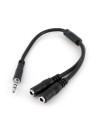 Adaptador divisor de auriculares de 3,5mm de 4 pines a 2x de 3,5mm de 3 pines - m/h