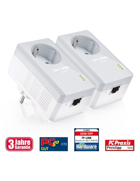 TP-LINK TL-PA4010PKIT - Nano Extensor de red por línea eléctrica (2 uds, con enchufe, AV500, 2 puertos, sin configuración): TP-