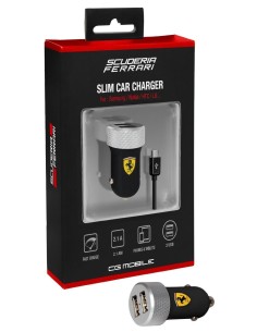 Kiwiku.com: Ferrari FERUCC2UMIBL - Cargador de coche (MicroUSB, 2 A) negro - Electrónica
