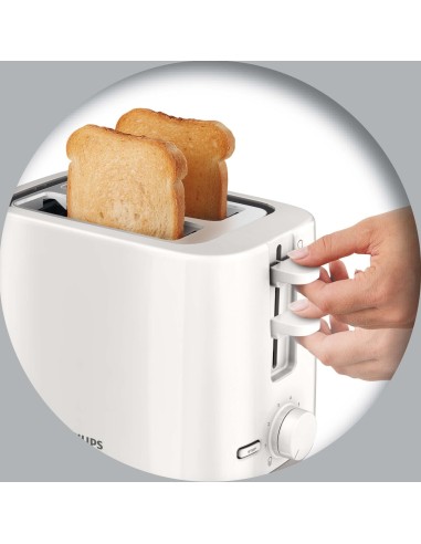 Philips HD2595/00 - Tostadora Daily Collection, 2 ranuras, 4 funciones en 1 (recalentar/descongelar/cancelar/7 niveles de tosta