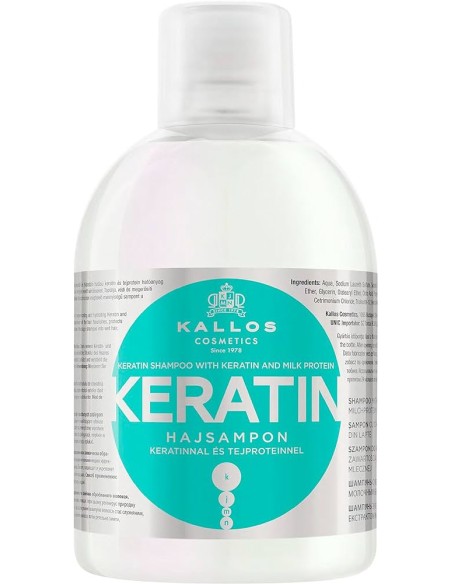 Champú KALLOS Keratin Con Queratina Y Proteína De Leche 1000ml - Kiwiku