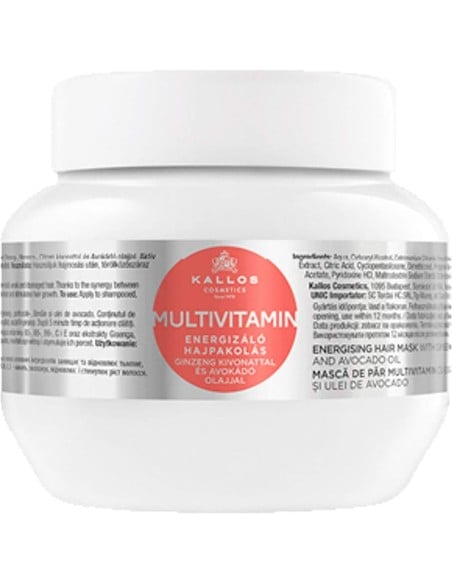 Mascarilla Capilar KALLOS Kjmn Energizante Multivitamínico Con Ginseng Y Aguacate 275 ml - Kiwiku