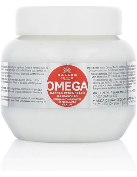Mascarilla KALLOS Cosmetics Kjmn Omega Rich Reparadora para Cabello Dañado 275ml - Kiwiku