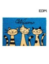 Felpudo Modelo Gatos Edm Azul Fibra 60 X 40 Cm