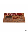 Felpudo Stop Negro Rojo Natural Fibra de Coco 40 X 1,5 X 60 Cm 12 Unidades