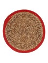 Bigbuy Home Salvamantel Marrón Rojo Fibra Natural Ø 35 Cm
