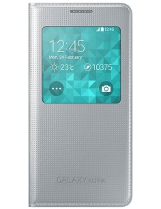 Kiwiku.com: Samsung S-View - Cubierta para Samsung Galaxy Alpha G850F, plateado - Electrónica