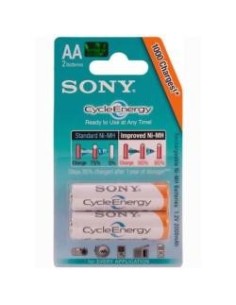 Sony NHAAB2K - Pilas recargables Cycle Energy Blue Ni-Mh AA 1.2 volts, 2000 mAh, 2 unidades: Kiwiku.com: Electrónica