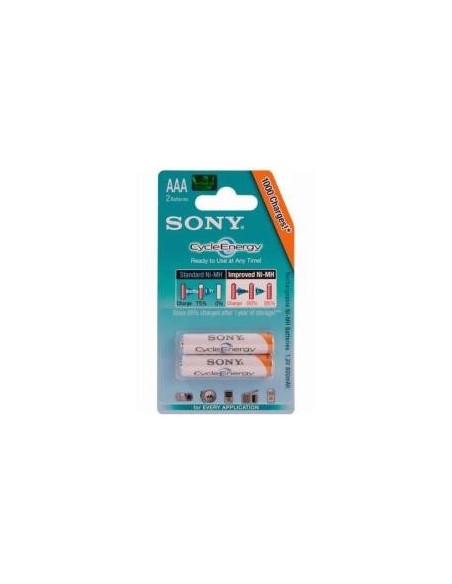 Sony NHAAAB2K - Pilas recargables con tecnología Cycle Energy Blue, Ni-Mh AAA 1,2V. 800 Mah, 2 unidades: Kiwiku.com: Electrónic