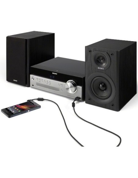 Sony CMT-SBT100 - Microcadena de 50W (50 W, CD, FM/AM, Bluetooth, NFC, USB, estéreo), Negro y Plateado - Electrónica - Kiwiku.c
