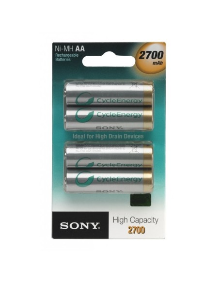 Sony NHAAB4FN - Pilas recargables de Ni-Mh AA 1.2 volts, 2.700 mAH, 4 unidades: Kiwiku.com: Electrónica