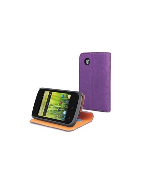 Muvit MUSNS0021 - Funda folio con función soporte para bq Aquaris 3.5, lila/naranja - Electrónica - Kiwiku.com