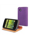 Funda slim folio función soporte lila/naranja bq aquaris 3,5" muvit