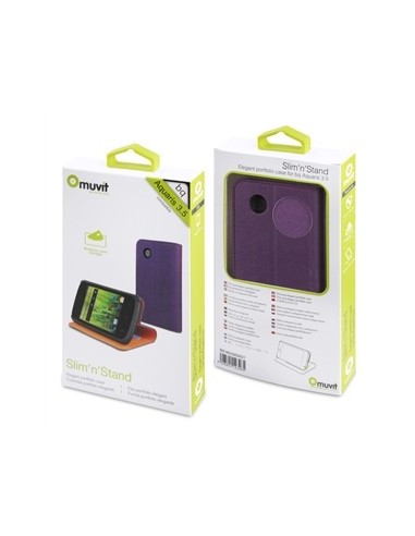 Muvit MUSNS0021 - Funda folio con función soporte para bq Aquaris 3.5, lila/naranja - Electrónica - Kiwiku.com