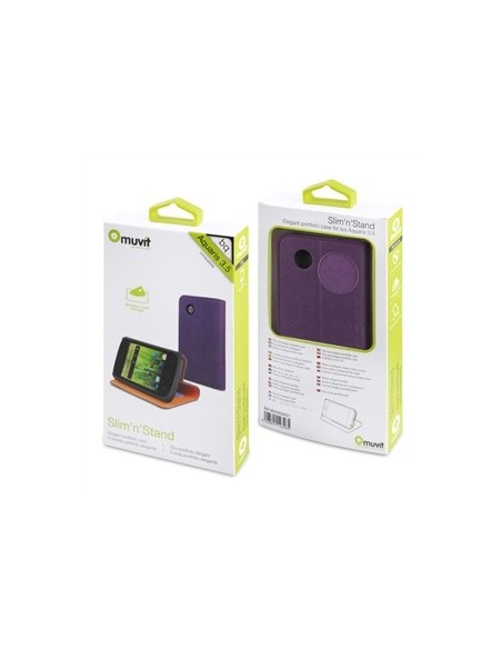 Muvit MUSNS0021 - Funda folio con función soporte para bq Aquaris 3.5, lila/naranja - Electrónica - Kiwiku.com
