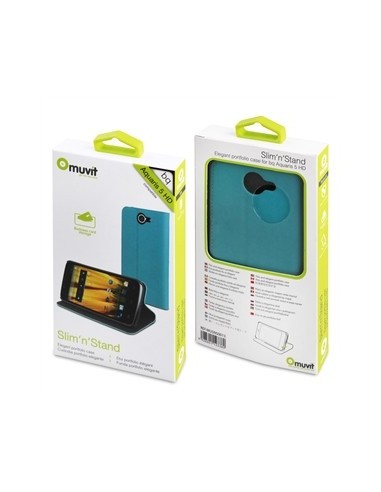 Muvit MUSNS0013 - Funda slim folio con función soporte para bq Aquaris 5 HD, azul/negro - Electrónica - Kiwiku.com