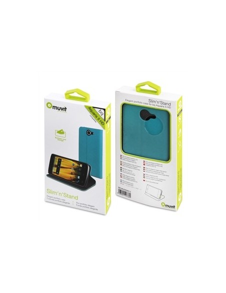 Muvit MUSNS0013 - Funda slim folio con función soporte para bq Aquaris 5 HD, azul/negro - Electrónica - Kiwiku.com
