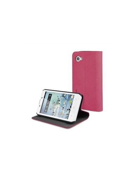 Muvit MUSNS0016 - Funda slim folio con función soporte para bq Aquaris 4.5, rosa/negro - Electrónica - Kiwiku.com