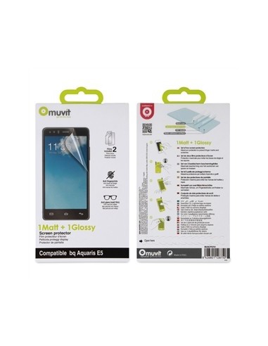 Kiwiku.com: Muvit MUSCP0701 - Set de dos protectores de pantalla: 1 mate y 1 brillo BQ Aquaris E5 - Electrónica