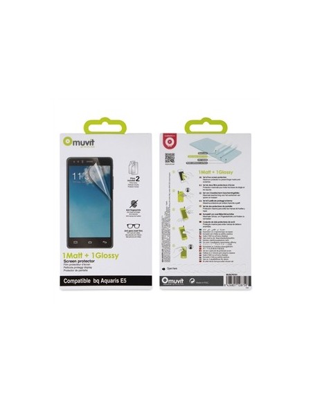 Kiwiku.com: Muvit MUSCP0701 - Set de dos protectores de pantalla: 1 mate y 1 brillo BQ Aquaris E5 - Electrónica