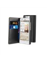 Funda wallet folio negra función soporte y tarjetero huawei g6 4g muvit