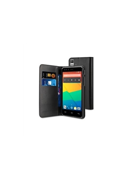 Muvit MUSNS0115 - Funda folio con función de soporte y tarjetero para BQ Aquaris E5, negro - Electrónica - Kiwiku.com