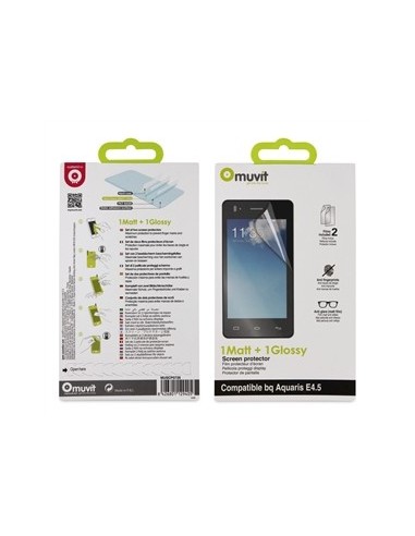 Muvit MUSCP0726 - Set de 2 protectores de pantalla (1 mate y 1 brillo) para bq Aquaris E4.5: Kiwiku.com: Electrónica