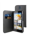 Funda wallet folio negra función soporte y tarjetero huawei g610 muvit