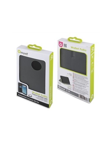 Kiwiku.com: Muvit Wallet - Funda folio con función soporte y tarjetero para Huawei G610, negro - Electrónica