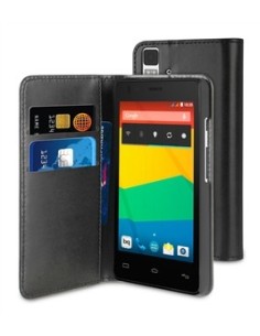 Kiwiku.com: Muvit Wallet - Funda tipo folio con función soporte para BQ Aquaris E4, negro - Electrónica